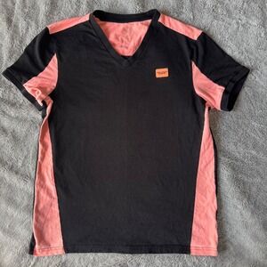 Armani Exchange Colorblock Tee Coral Pink Black Logo Patch Streetwear M